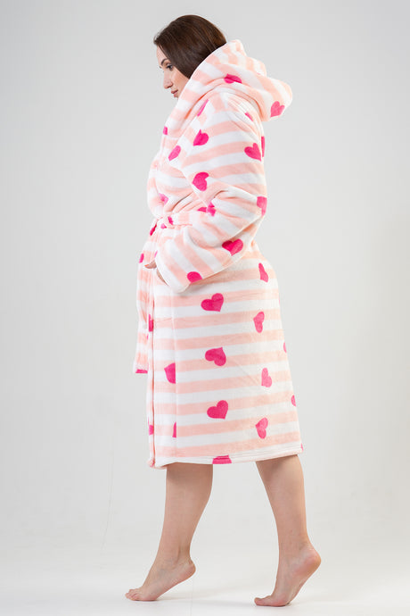 Woman Big Size Softy Heart Dressing Gown