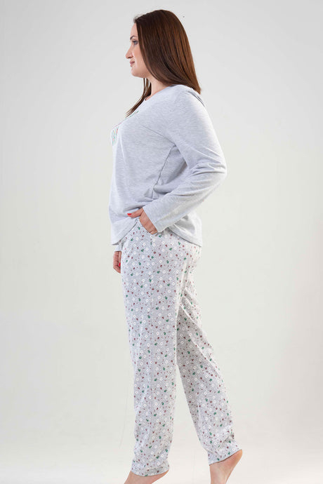 BAYAN P.SUPREM XXL O YAKA UZUN KOL ETEGI OVAL CEPLI PIJAMA TAKIM