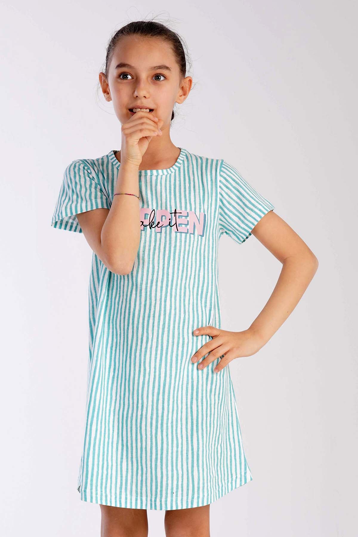 KIZ COCUK P.SUPREM O YAKA KISA KOL ETEGI OVAL TUNIK(3-4/9-10)