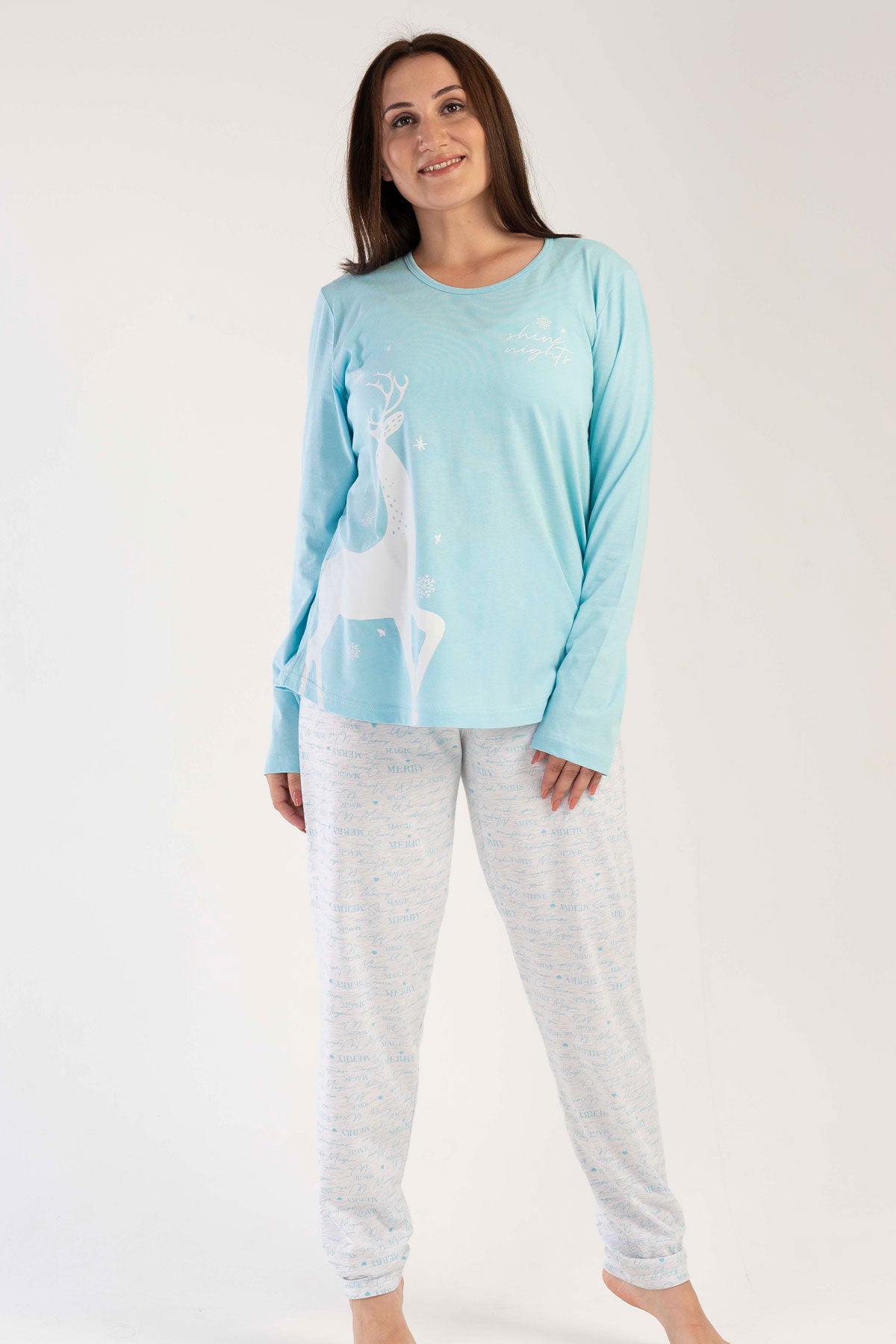 KADIN P.SUPREM XXL O YAKA UZUN KOL ETEGI OVAL PIJAMA TAKIM