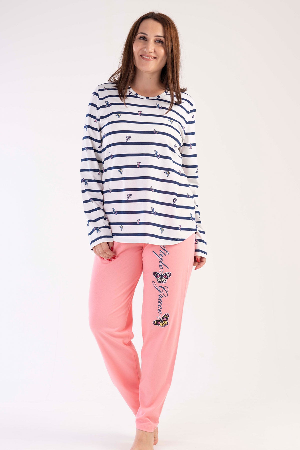 KADIN P.SUPREM XXL O YAKA UZUN KOL ETEGI OVAL PIJAMA TAKIM