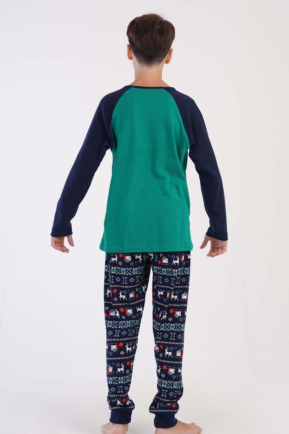 ERKEK COCUK O.INTERLOK O YAKA REGLAN UZUN KOL MANSETLI PIJAMA TAKIM(9-10/15-16)