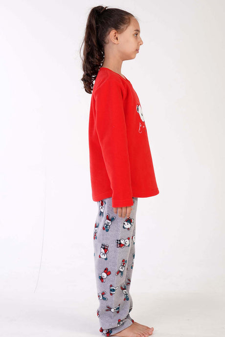 KIZ COCUK POLAR O YAKA UZUN KOL ETEGI OVAL PIJAMA TAKIM(9-10/15-16)