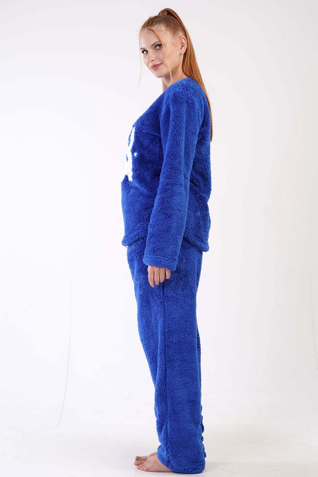 KADIN WELSOFT O YAKA UZUN KOL ETEGI OVAL CEPLI PIJAMA TAKIM