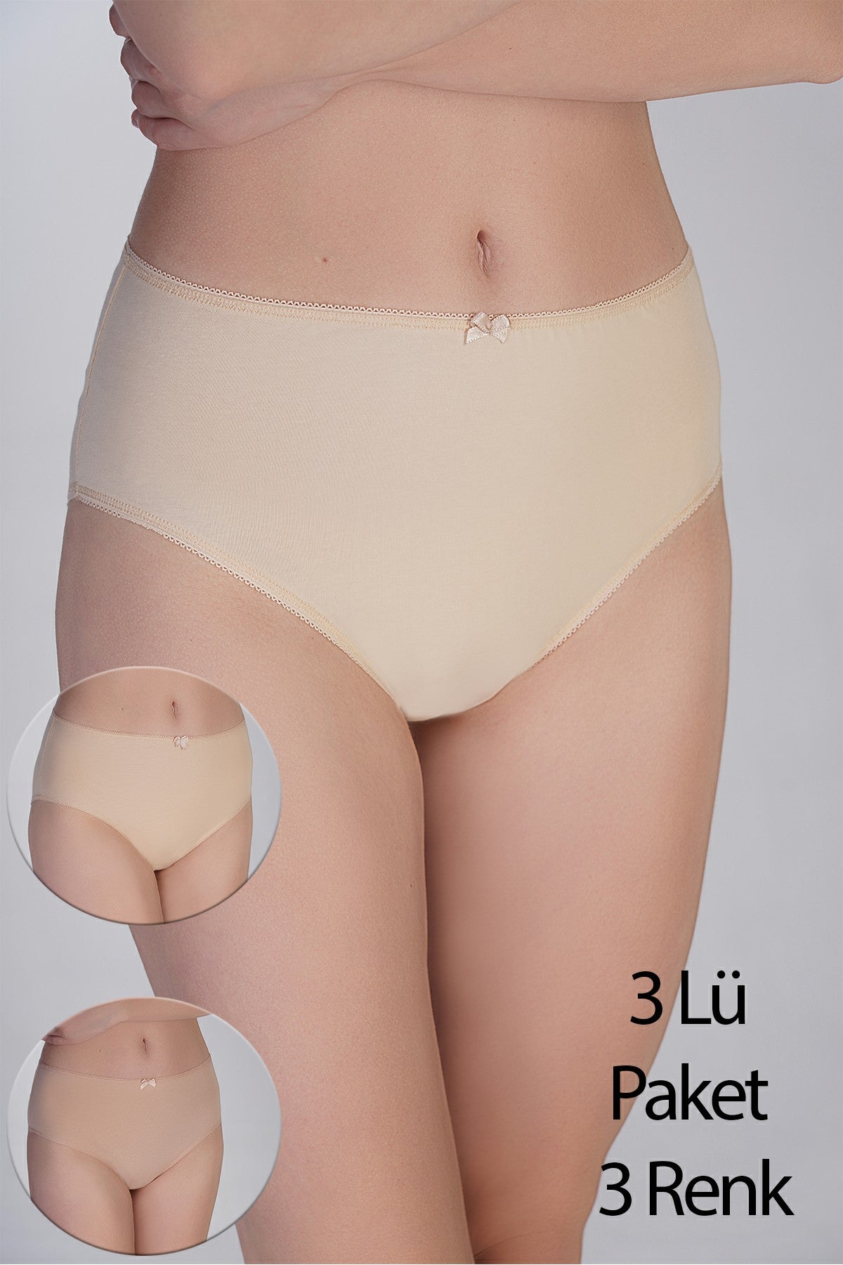5002-Yarım Bel Bikini Penye 3 lü Külot (Kutulu) 365002