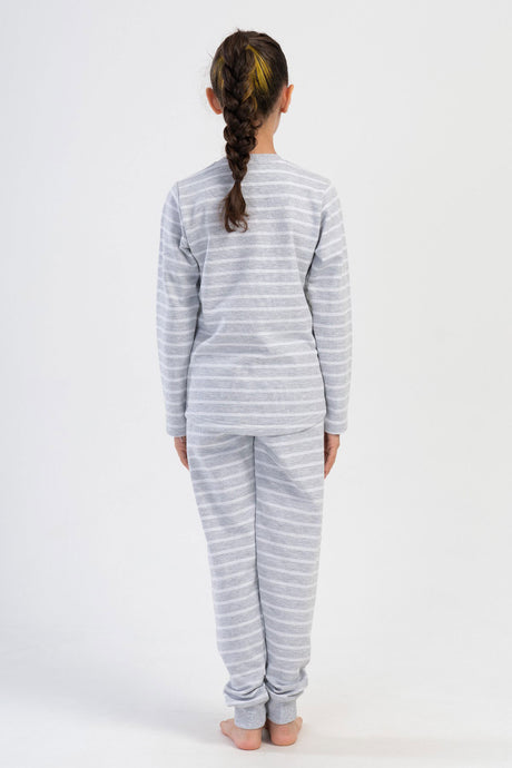 KIZ COCUK 2IPLIK O YAKA UZUN KOL ETEGI OVAL MANSETLI PIJAMA TAKIM(7-8/13-14)
