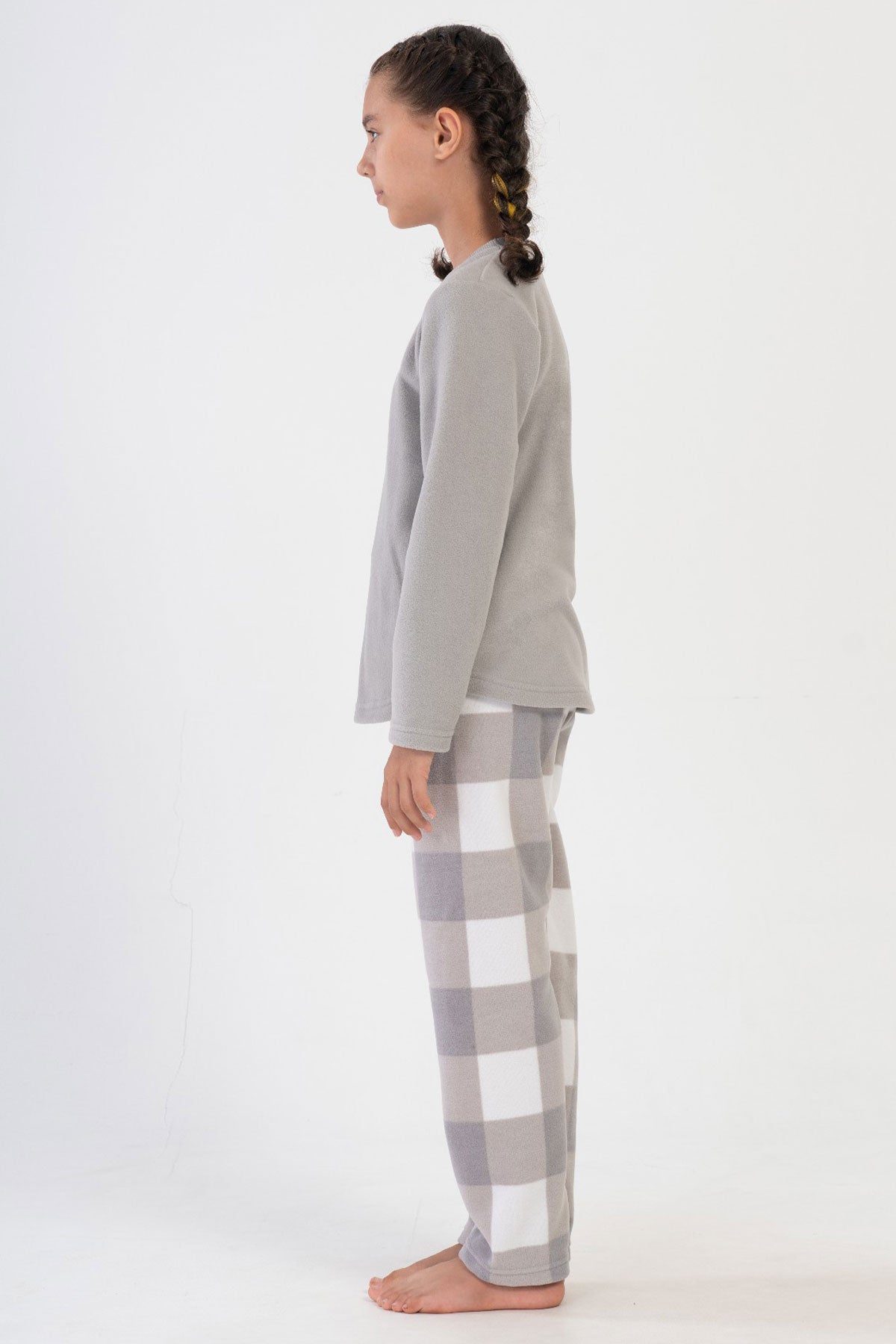 KIZ COCUK POLAR O YAKA UZUN KOL ETEGI OVAL PIJAMA TAKIM(9-10/15-16)
