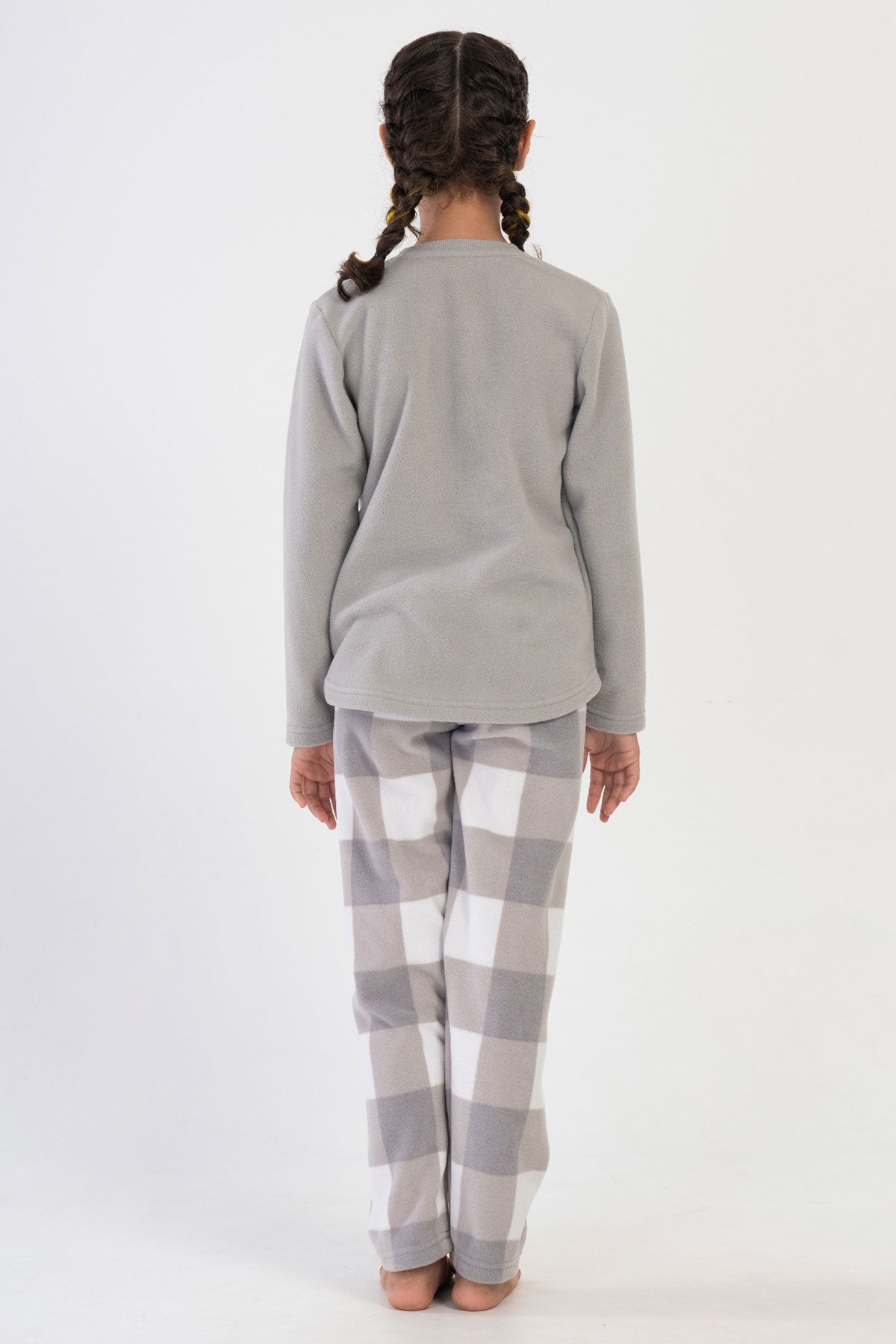 KIZ COCUK POLAR O YAKA UZUN KOL ETEGI OVAL PIJAMA TAKIM(9-10/15-16)