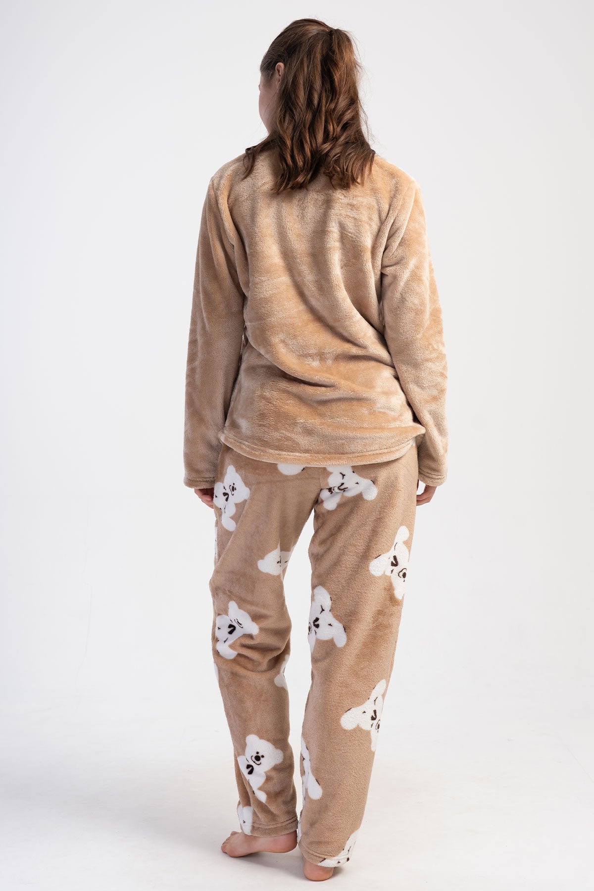 KADIN SOFT O YAKA UZUN KOL ETEGI OVAL CEPLI PIJAMA TAKIM