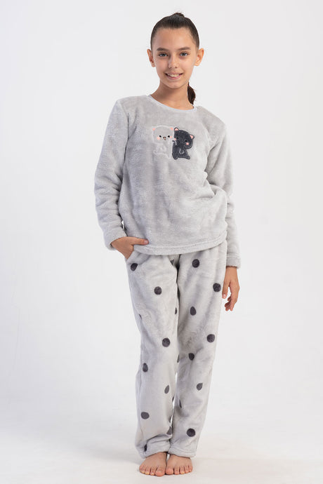KIZ COCUK SOFT O YAKA UZUN KOL ETEGI OVAL CEPLI PIJAMA TAKIM(7-8/15-16)