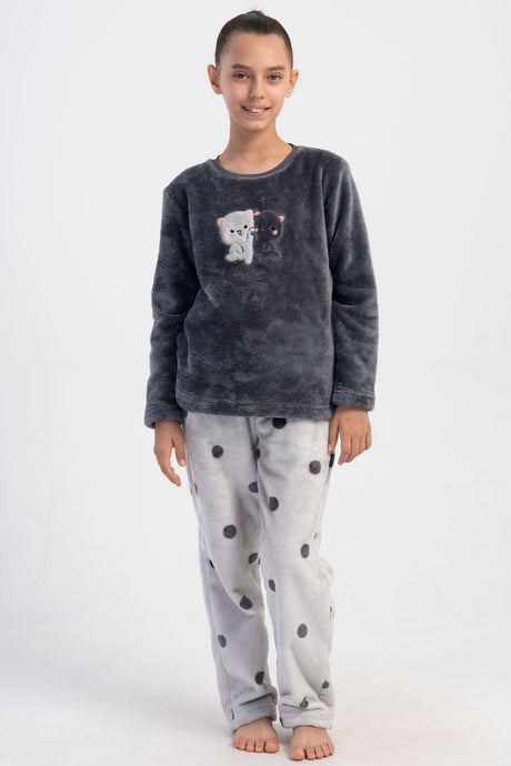 KIZ COCUK SOFT O YAKA UZUN KOL ETEGI OVAL CEPLI PIJAMA TAKIM(7-8/15-16) 403154