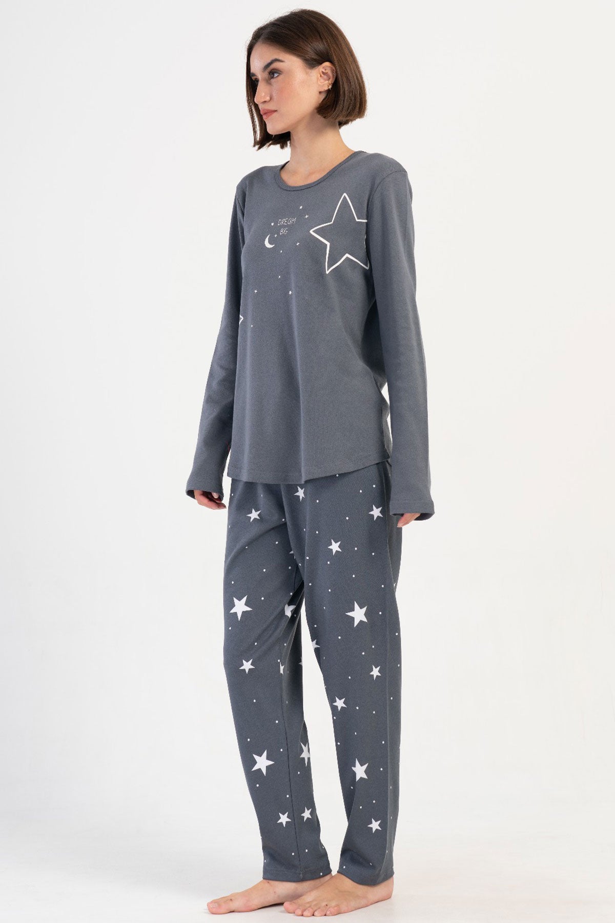 KADIN INTERLOK XXL O YAKA UZUN KOL ETEGI OVAL PIJAMA TAKIM