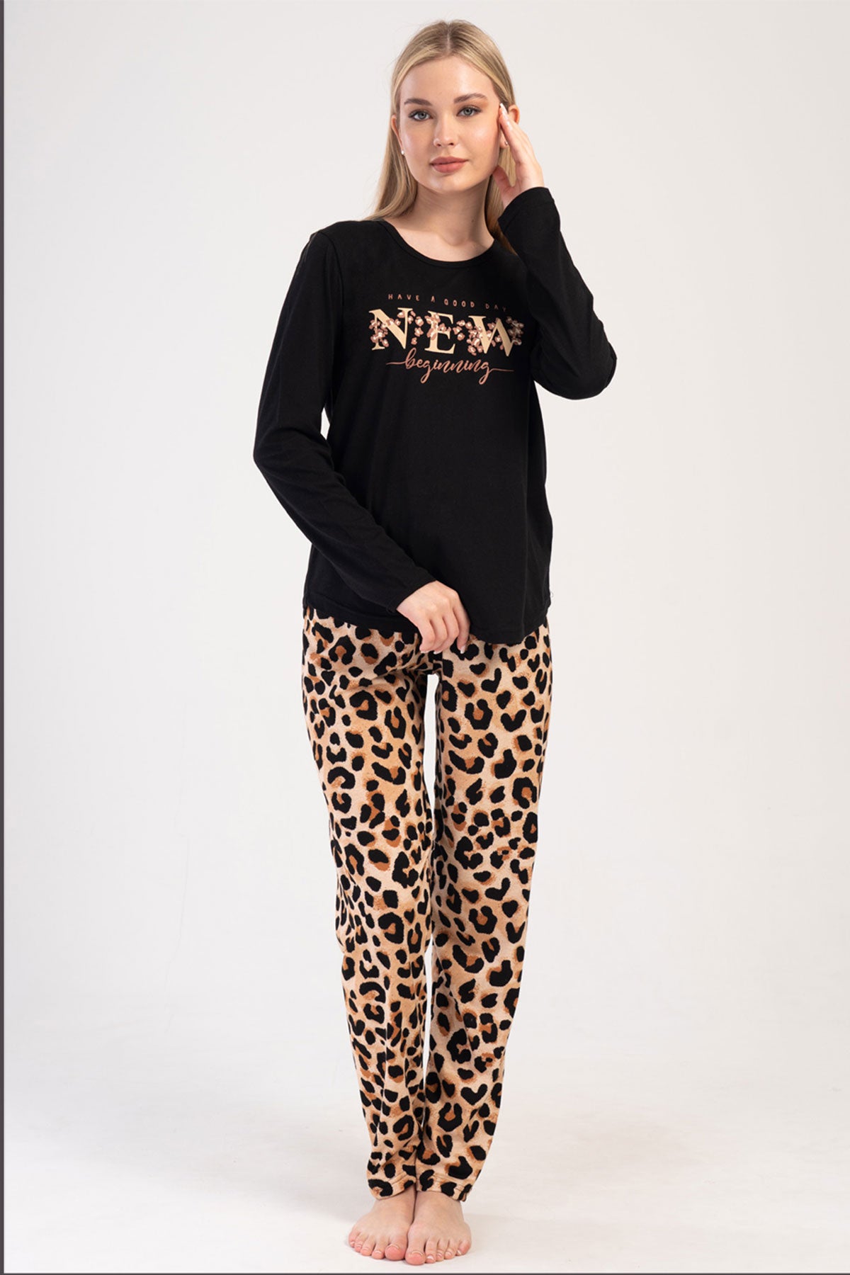 KADIN P.SUPREM O YAKA UZUN KOL ETEGI OVAL PIJAMA TAKIM 404118