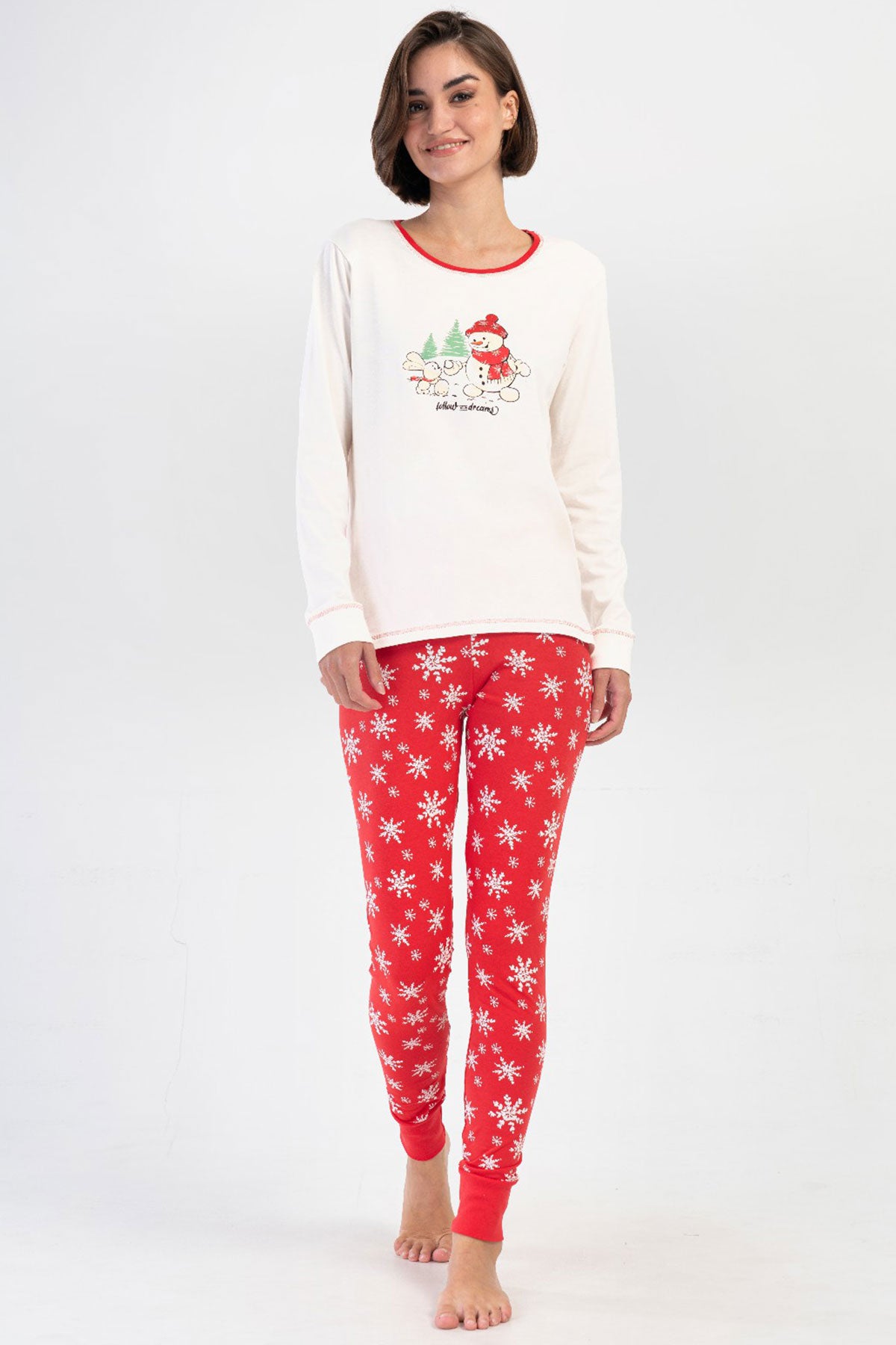 KADIN LYC SUPREM O YAKA UZUN KOL ONU KISA ARKASI UZUN MANSETLI TAYT PIJAMA TAKIM