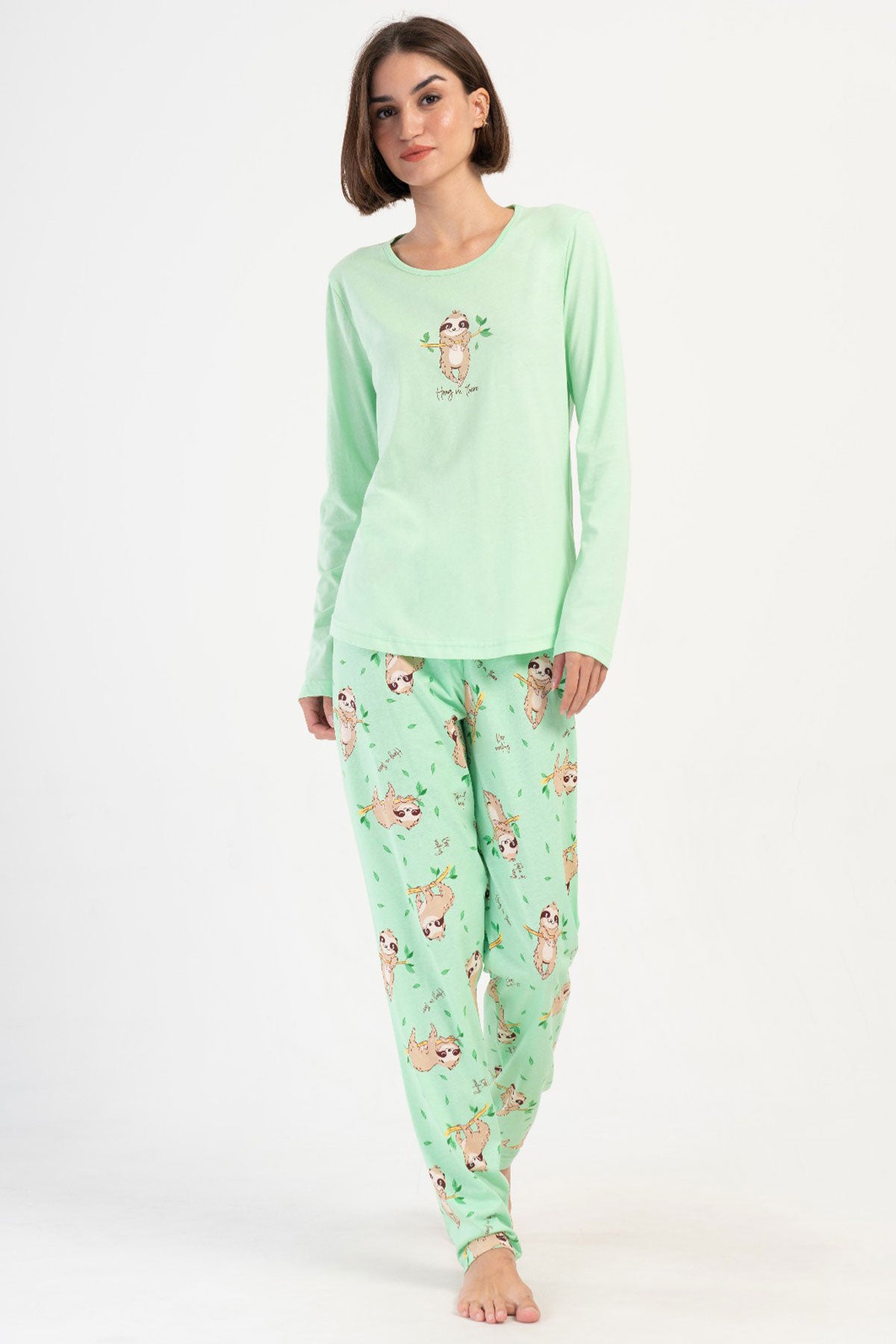 KADIN P.SUPREM O YAKA UZUN KOL ETEGI OVAL PIJAMA TAKIM