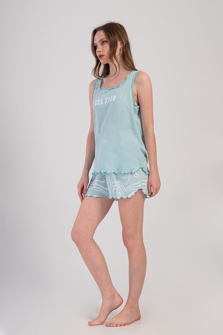 Woman Supreme Big Size Sea Star Sleeveless Short Set