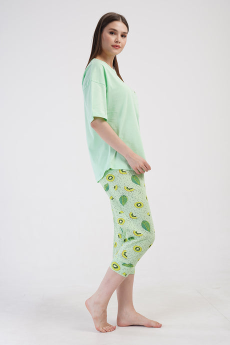 Woman Lycra Supreme Big Size Fruit Capri Set