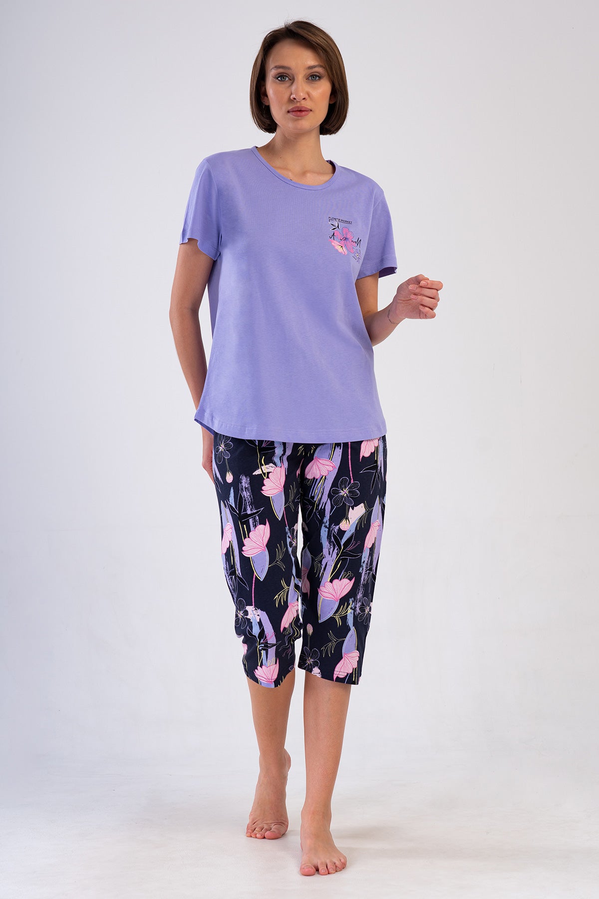 Woman Lilac Supreme Big Size Capri Set