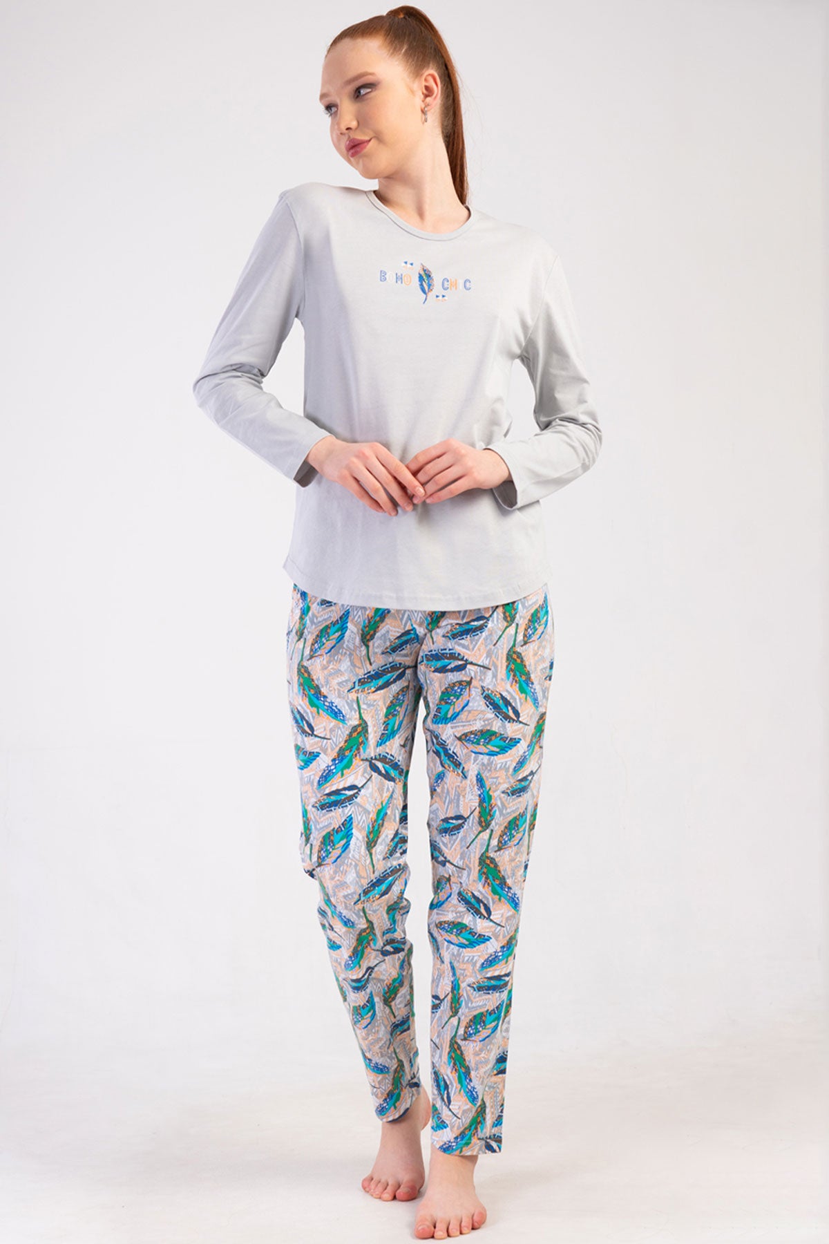 KADIN P.SUPREM XXL O YAKA UZUN KOL ETEGI OVAL PIJAMA TAKIM
