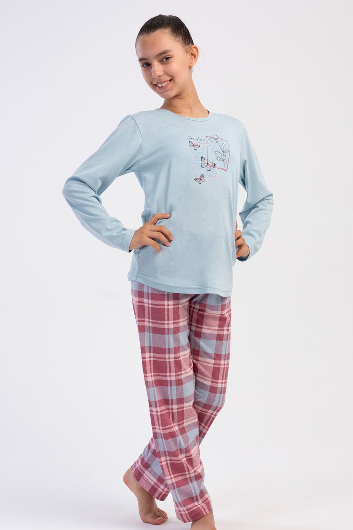 KIZ COCUK P.SUPREM O YAKA UZUN KOL ETEGI OVAL PIJAMA TAKIM(9/10-15/16) 503110
