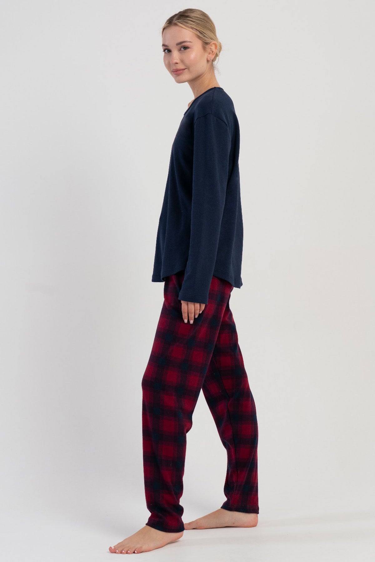 KADIN INTERLOK O YAKA UZUN KOL ETEGI OVAL PIJAMA TAKIM
