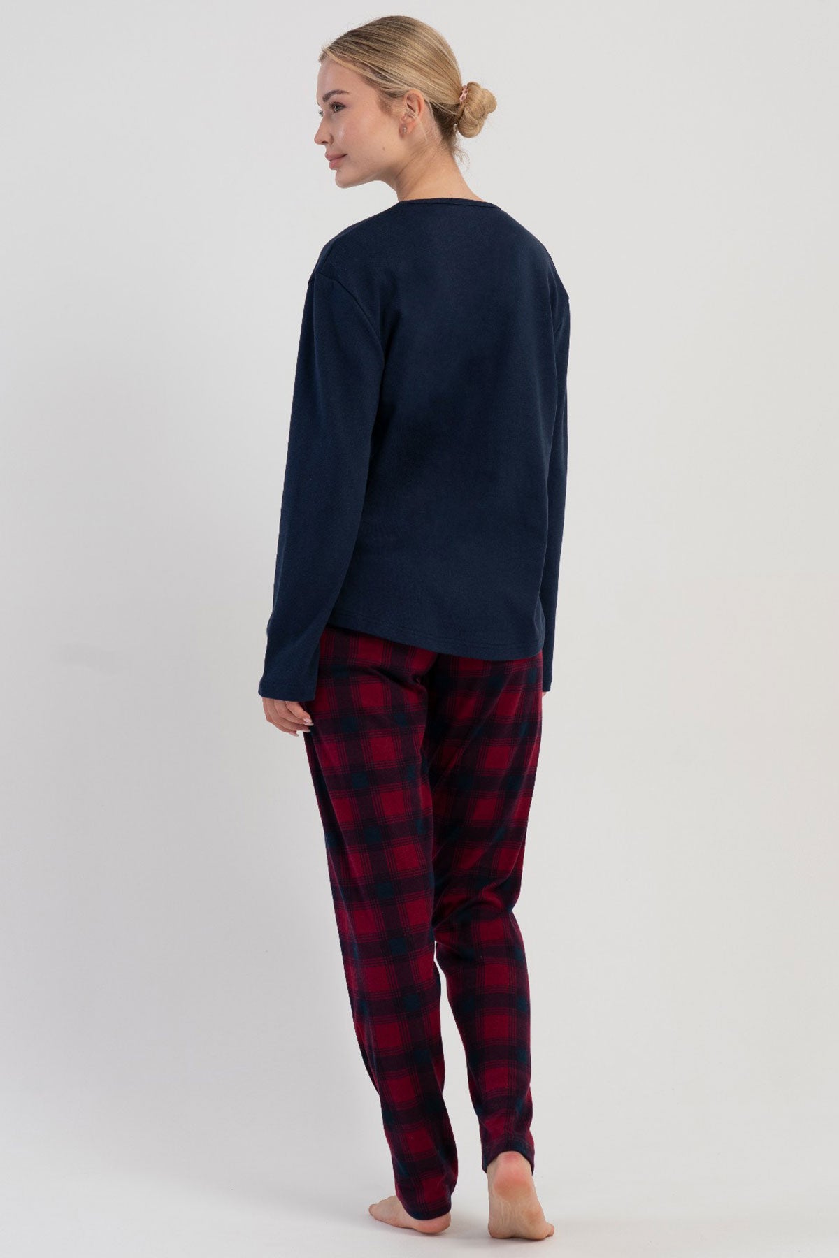 KADIN INTERLOK O YAKA UZUN KOL ETEGI OVAL PIJAMA TAKIM