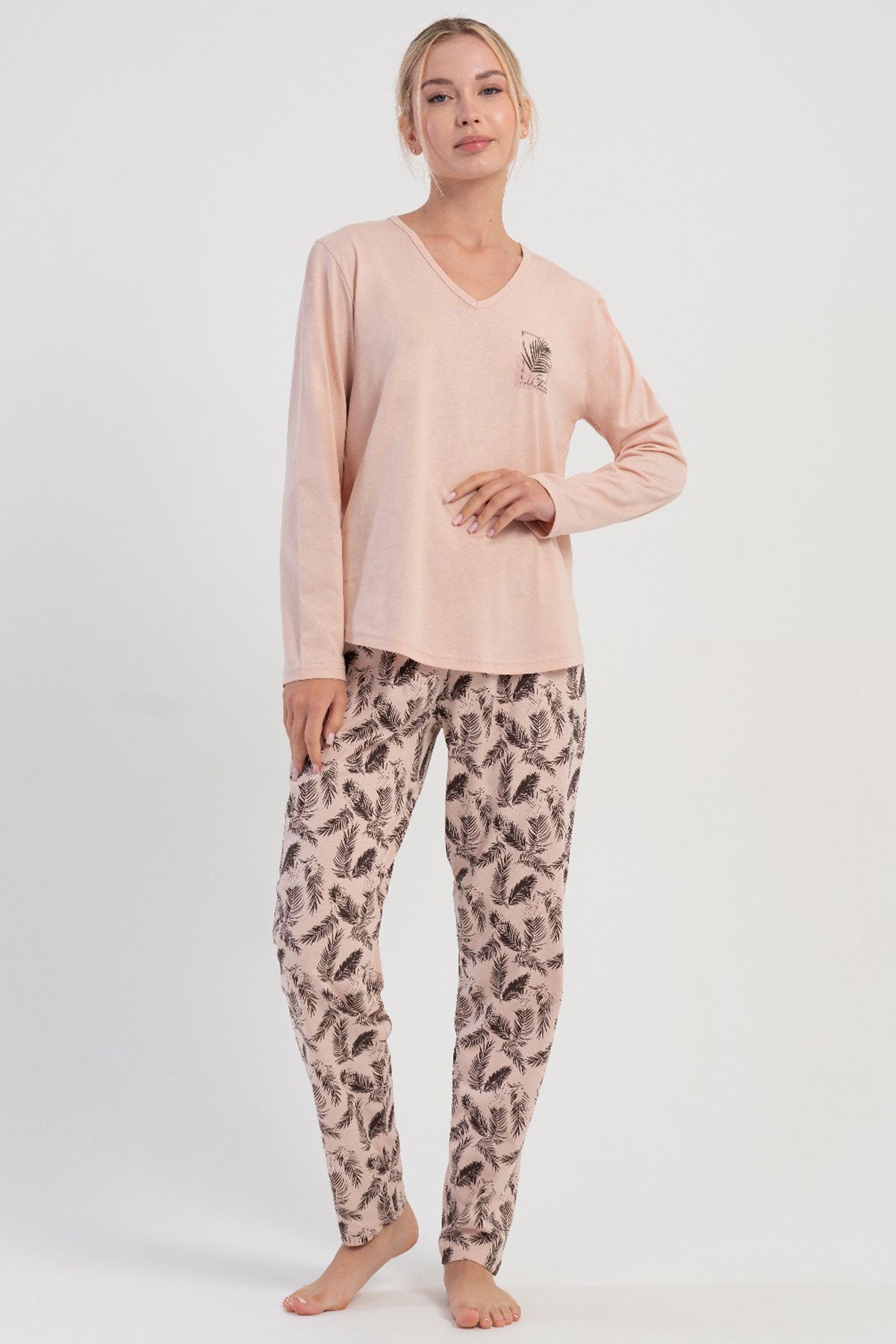 KADIN P.SUPREM XXL V YAKA UZUN KOL ETEGI OVAL PIJAMA TAKIM 503170