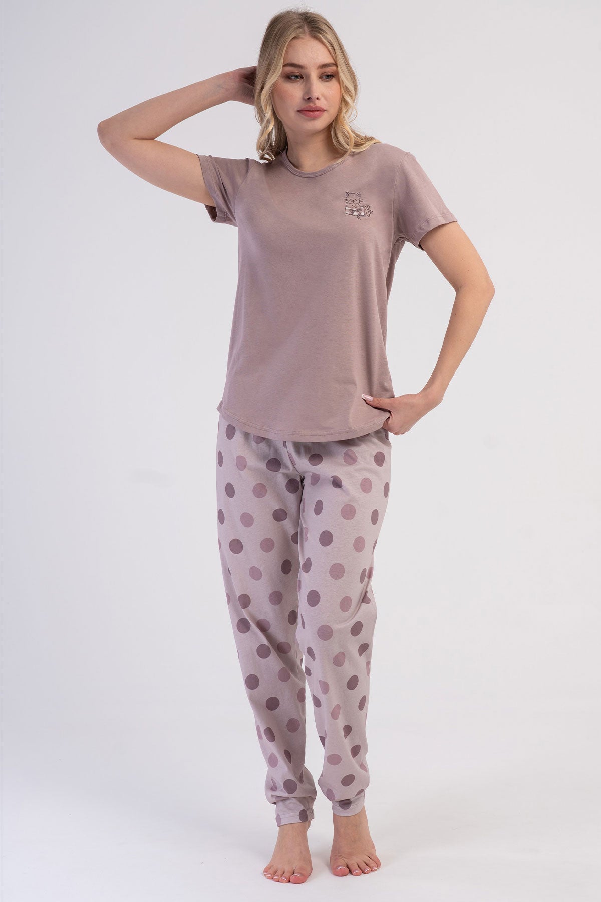 KADIN P.SUPREM O YAKA KISA KOL ETEGI OVAL PIJAMA TAKIM 602009