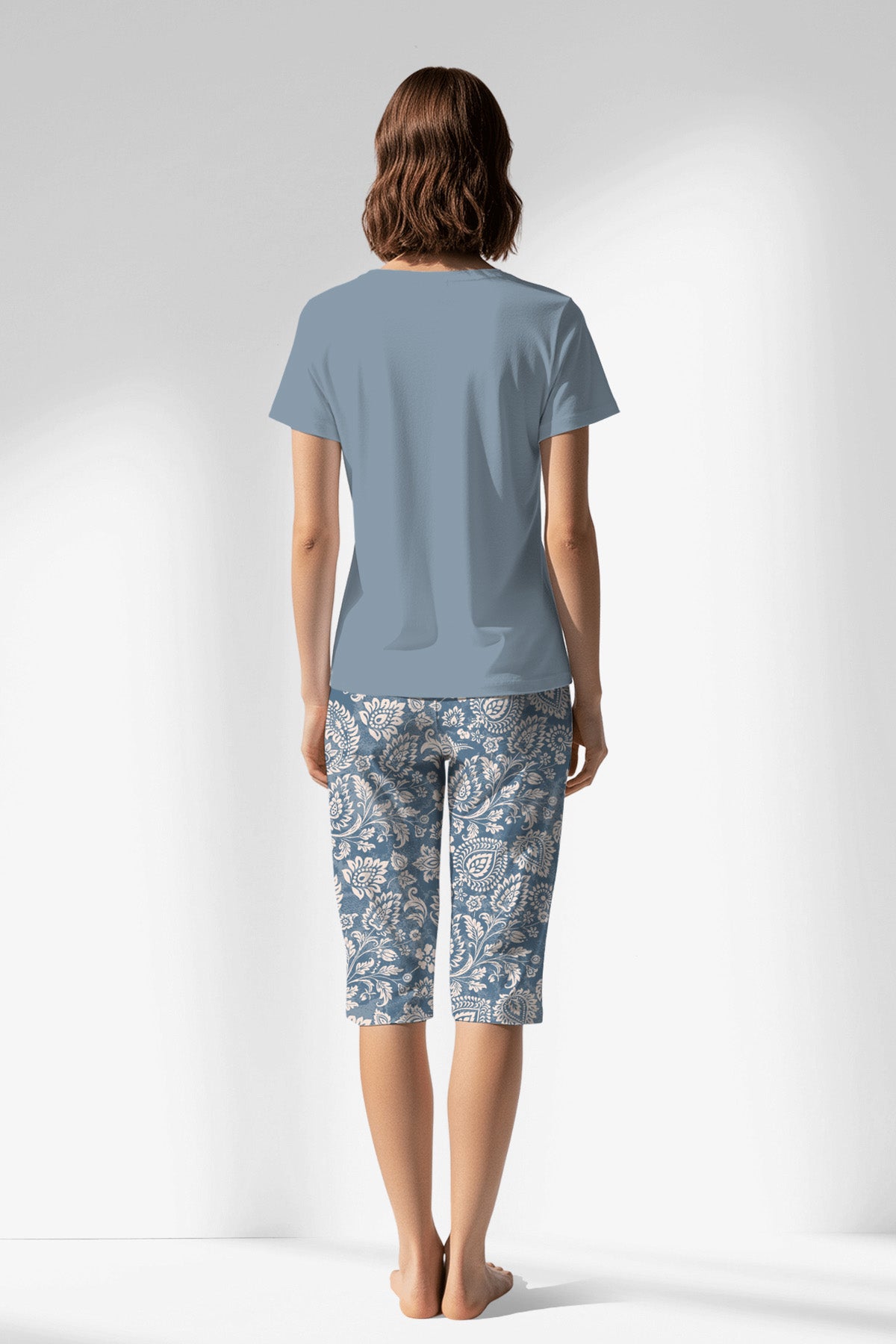 Woman Polyviscon Edelia Capri Set - A-MAVİ - Image 1