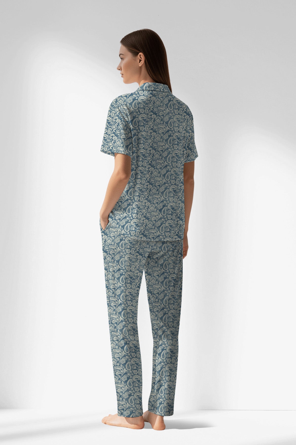 Woman Polyviscon Noble Buttoned Pyjama Set - ROTASYON - Image 3