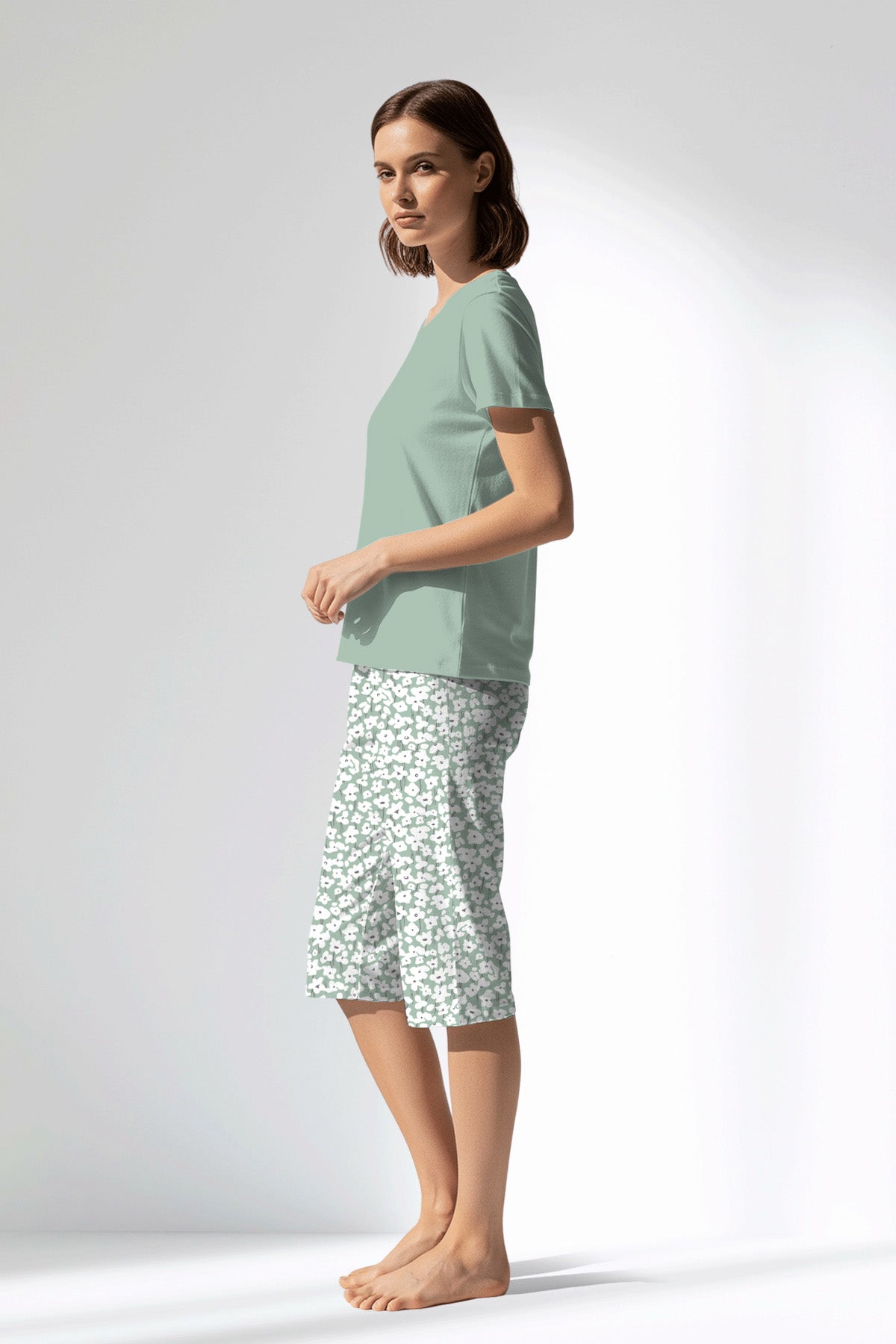 Woman Polyviscon Vanilla Capri Set - B-SOFT PINK - Image 2