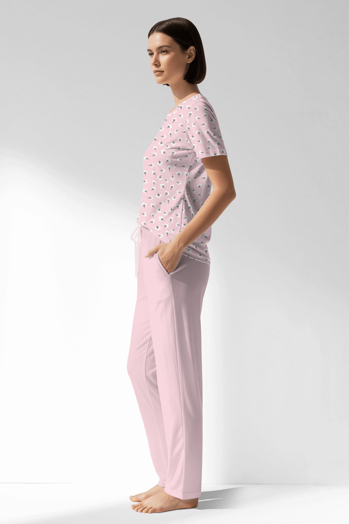 Woman Polyviscon Cloud Pocket Detail Pyjama Set - ROTASYON - Image 2