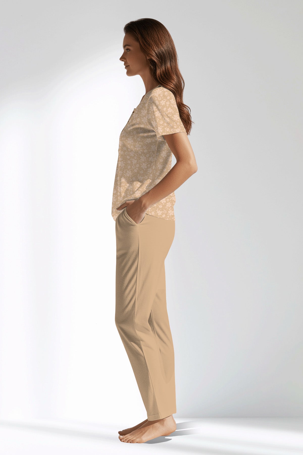 Woman Polyviscon SoftEcho Buttoned Collar Pyjama Set - ROTASYON - Image 2