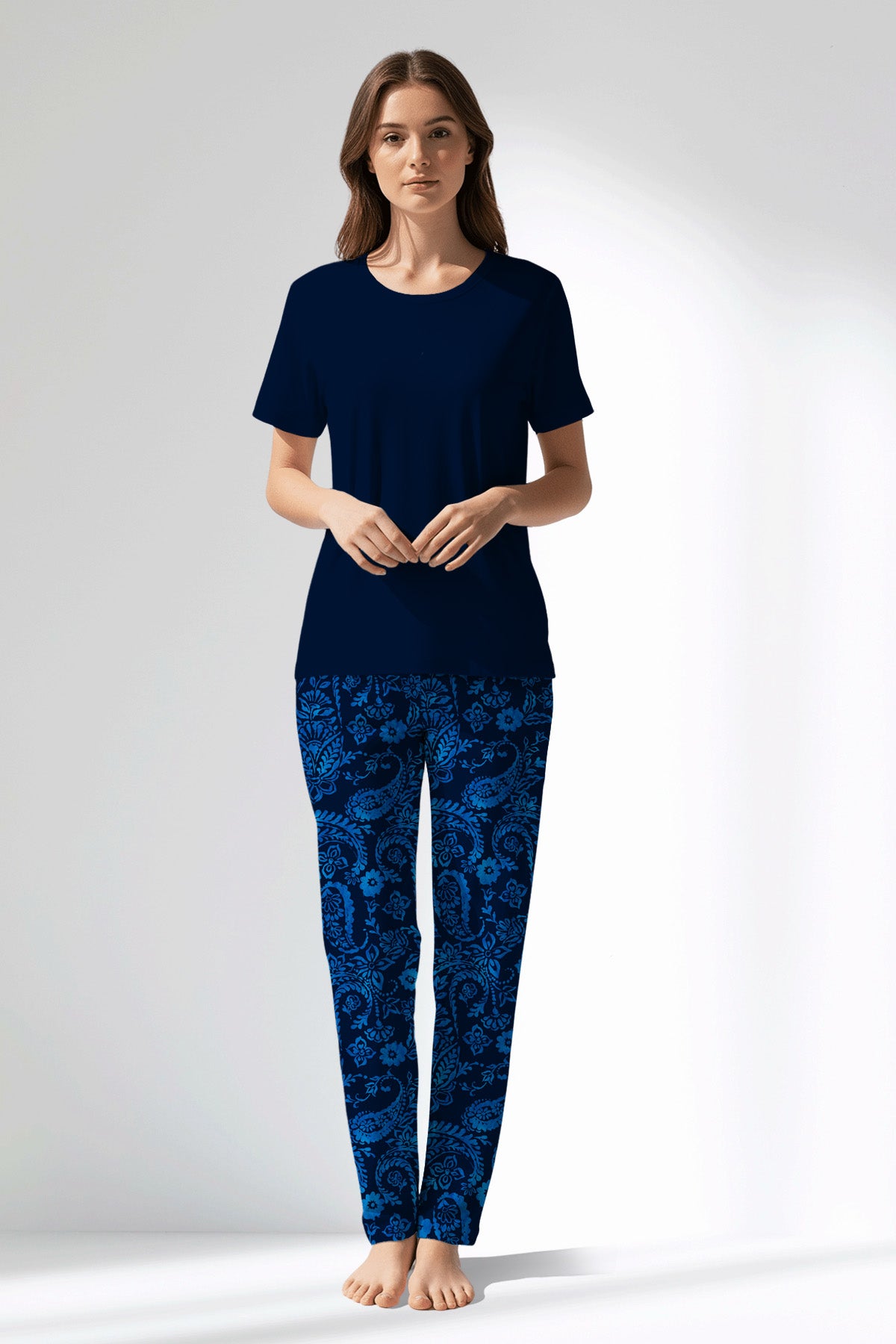 Woman Polyviscon Petarel Pyjama Set - METRAJ ZEMIN - Image 1