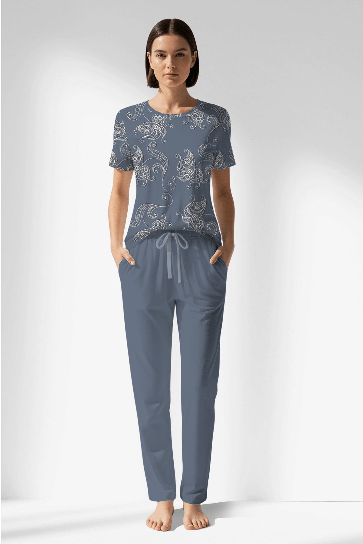 Woman Polyviscon Liliora Pocket Detail Pyjama Set - ROTASYON - Image 1