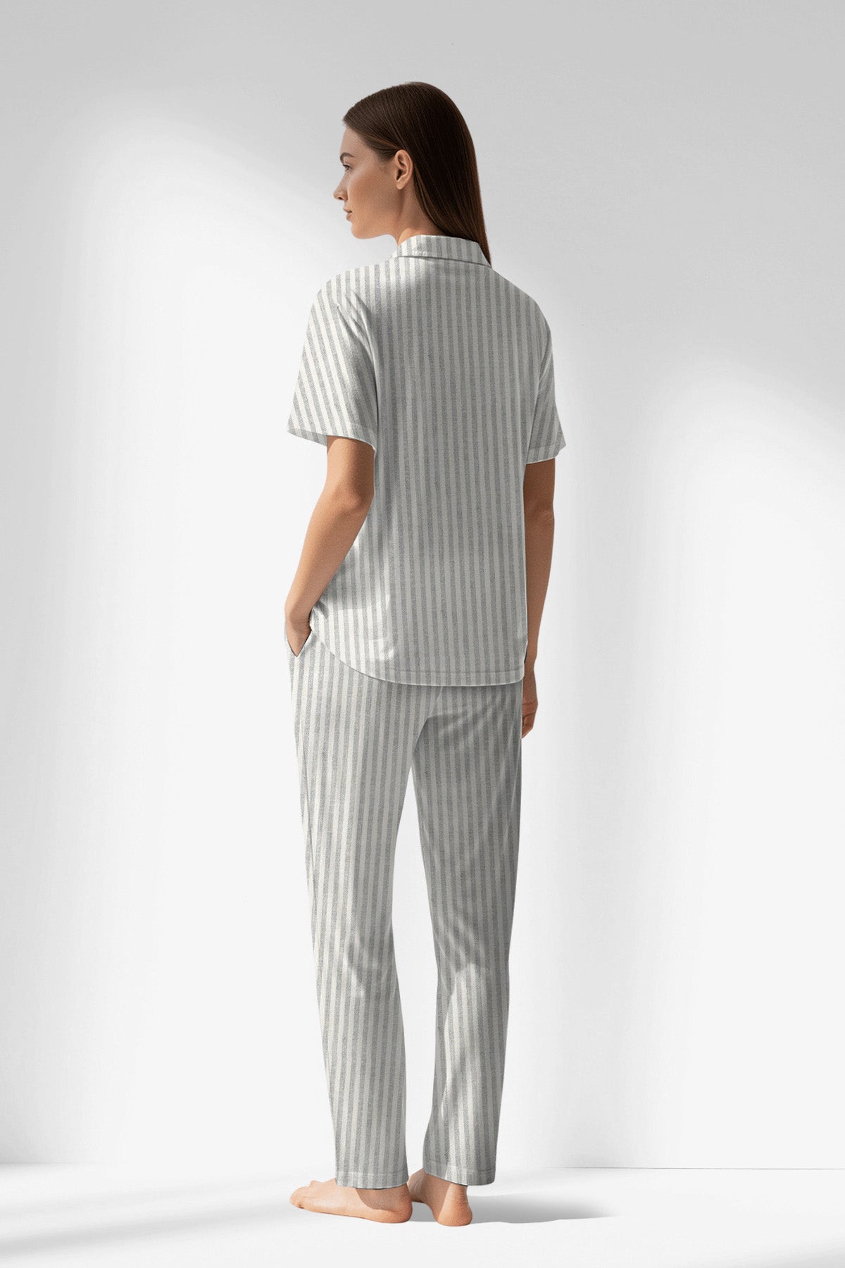 Woman Polyviscon InkWave Buttoned Pyjama Set - ROTASYON - Image 3