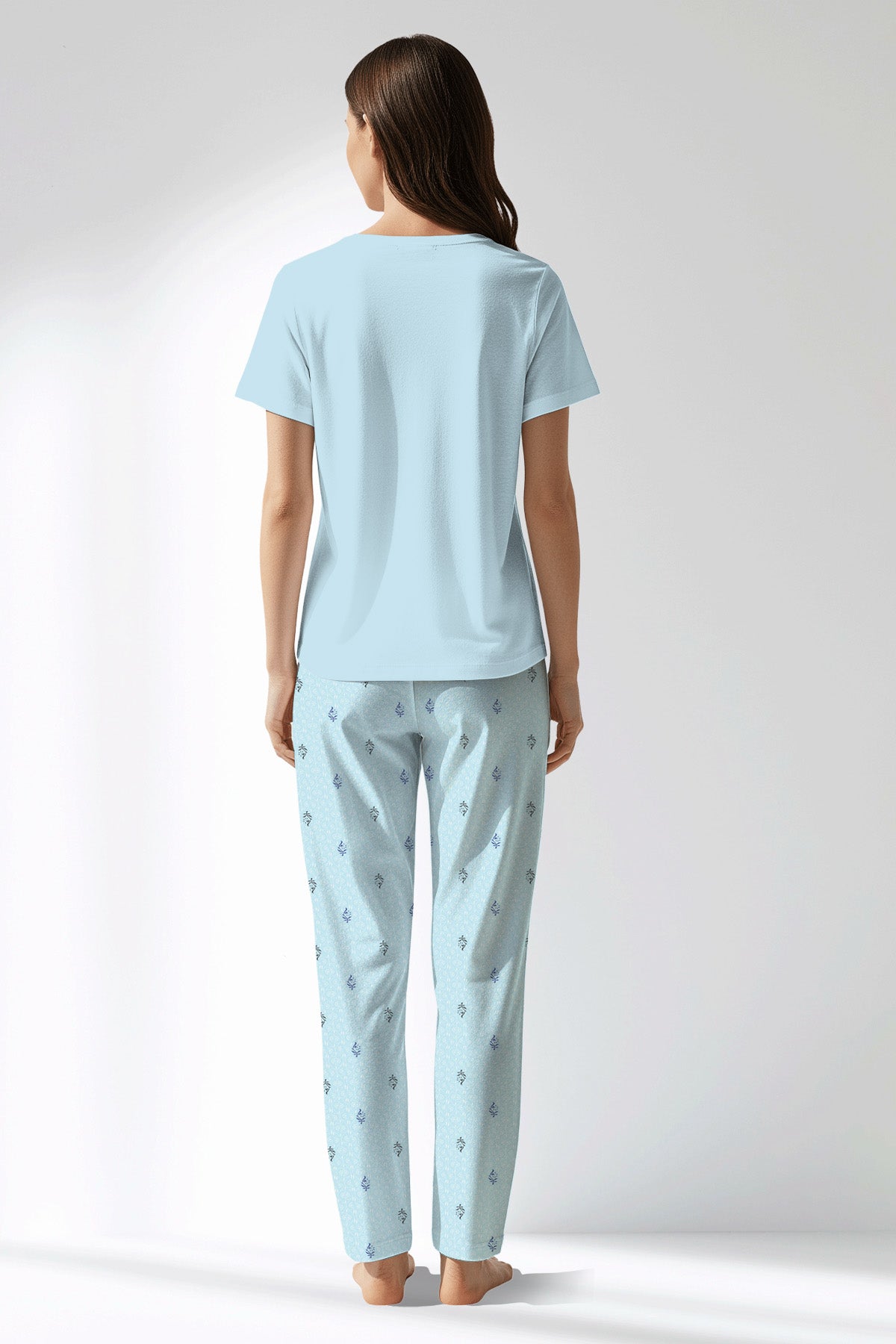 Woman Polyviscon Arvelin Drop Collar Pyjama Set - METRAJ ZEMIN - Image 3