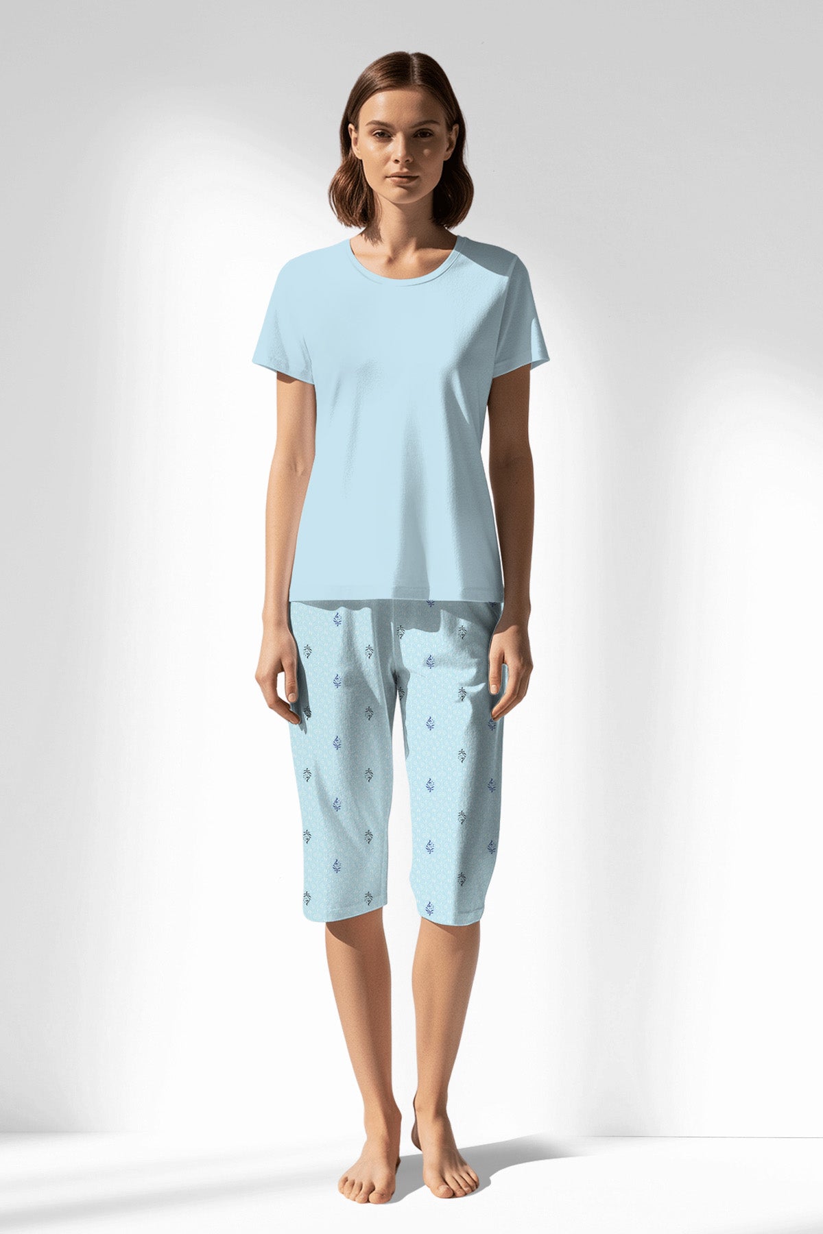 Woman Polyviscon Arvelin Capri Set - METRAJ ZEMIN - Image 1