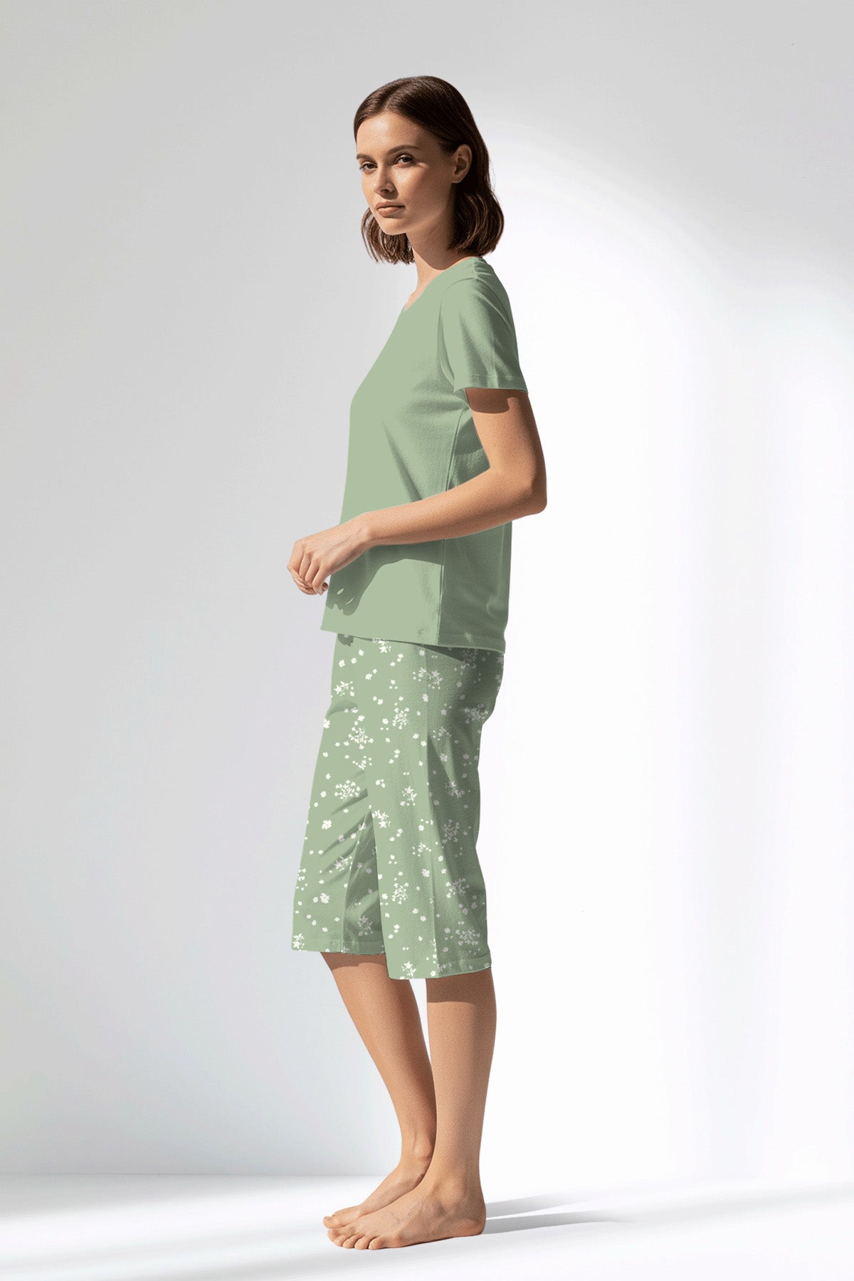 Woman Polyviscon Mirale Capri Set - METRAJ ZEMIN - Image 2