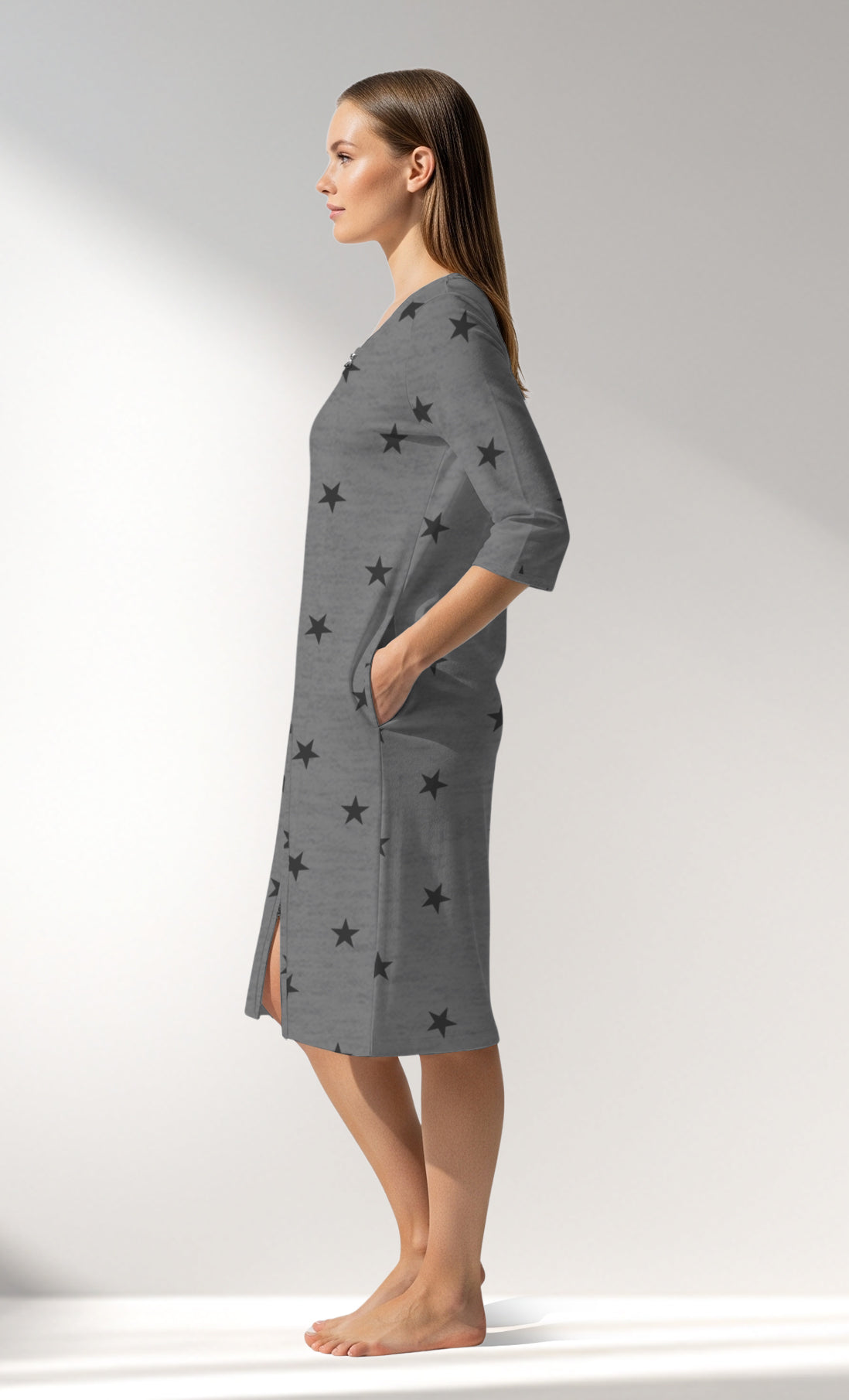 Woman Supreme Supernova Home Dress - A-ROTASYON (GRI ZEMIN) - Image 2
