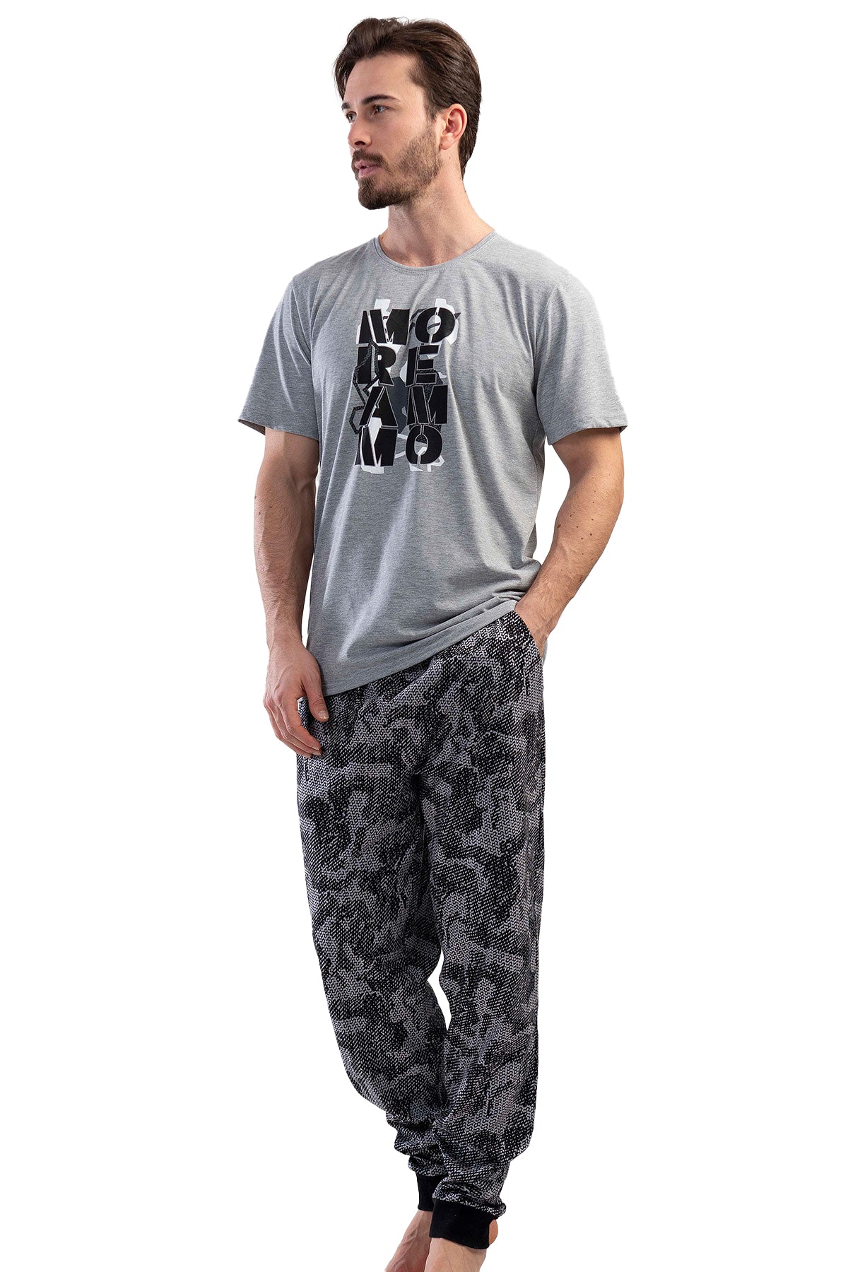 CEPLI ERKEK P.SUPREM O YAKA KISA KOL MANSETLI PIJAMA TAKIM