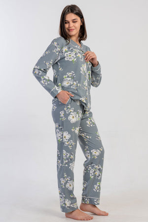 KADIN SUPREM TAMAMI DUGMELI UZUN KOL PIJAMA TAKIM