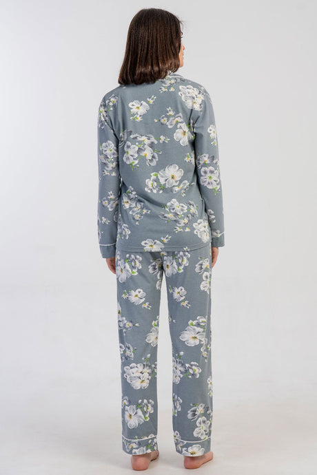 KADIN SUPREM TAMAMI DUGMELI UZUN KOL PIJAMA TAKIM