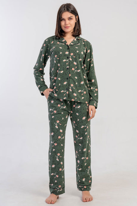 KADIN SUPREM TAMAMI DUGMELI UZUN KOL PIJAMA TAKIM