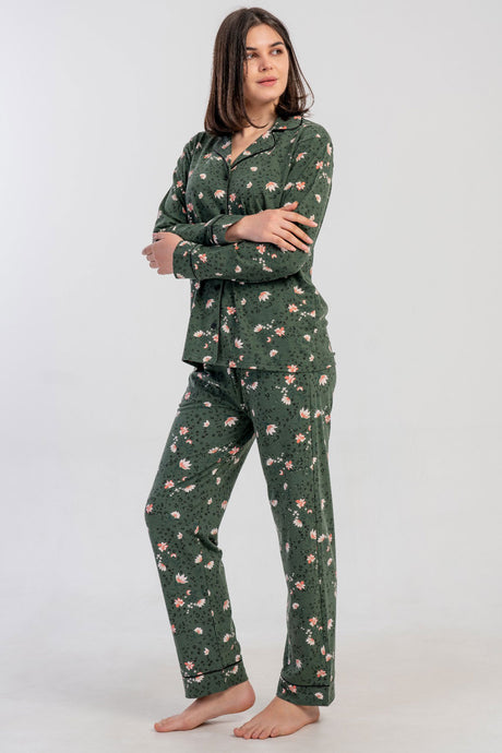 KADIN SUPREM TAMAMI DUGMELI UZUN KOL PIJAMA TAKIM