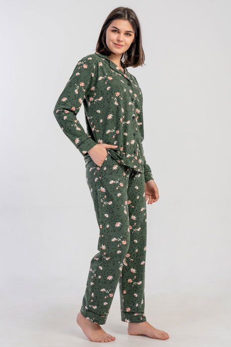 KADIN SUPREM TAMAMI DUGMELI UZUN KOL PIJAMA TAKIM