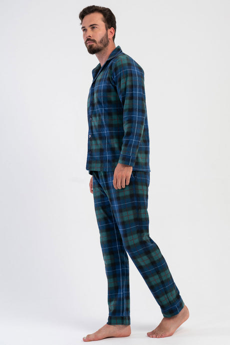 ERKEK POLAR TAMAMI DUGMELI UZUN KOL PIJAMA TAKIM