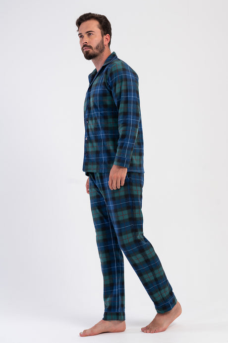 ERKEK POLAR TAMAMI DUGMELI UZUN KOL PIJAMA TAKIM
