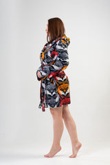 Woman Big Size Dark Winter Dressing Gown