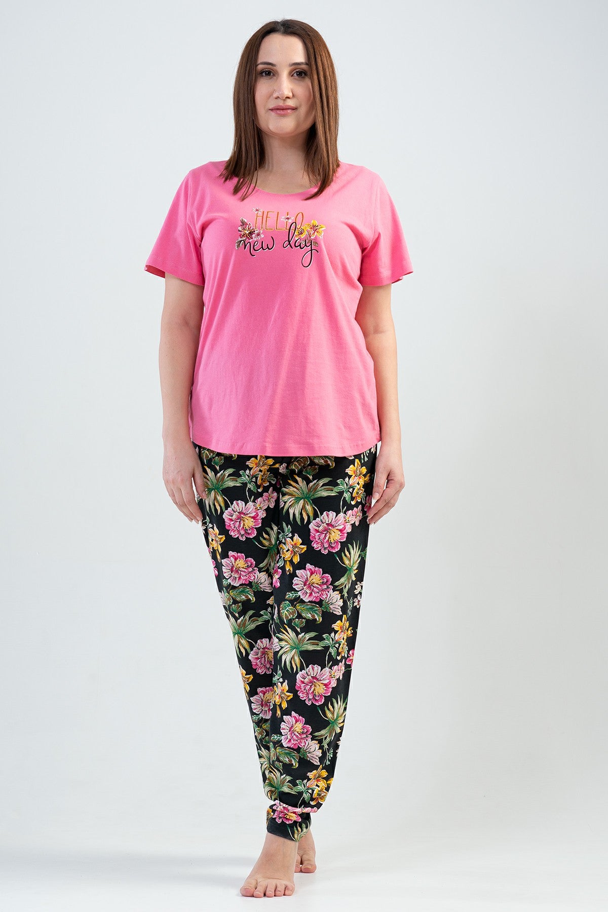 BAYAN P.SUPREM XXL O YAKA KISA KOL ETEGI OVAL PIJAMA TK